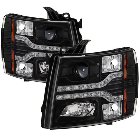 SPYDER AUTOMOTIVE 07-13 SILVERADO 1500/07-14 SILVERADO 2500HD/3500HD  VERSION 2 PROJECTOR HEADLIGHTS - LED DRL - BLACK 5083524